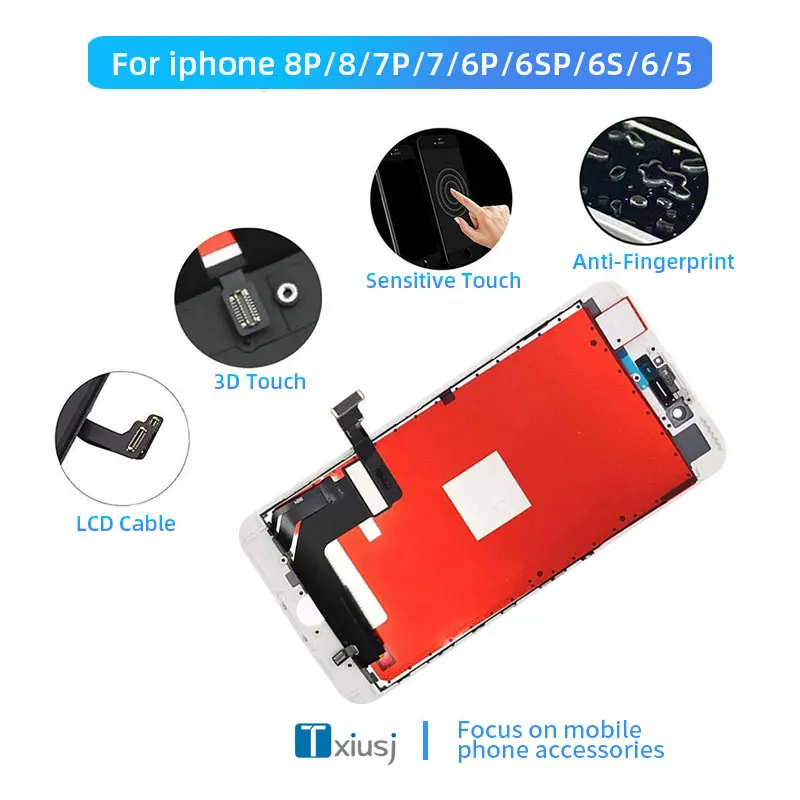 شاشة OLED LCD لهاتف iPhone 5 5s 6 6S 7 7P 8 8P LCD iPhone استبدال الشاشة 100% اختبار شاشة عرض عالية الجودة iPhone 7 8