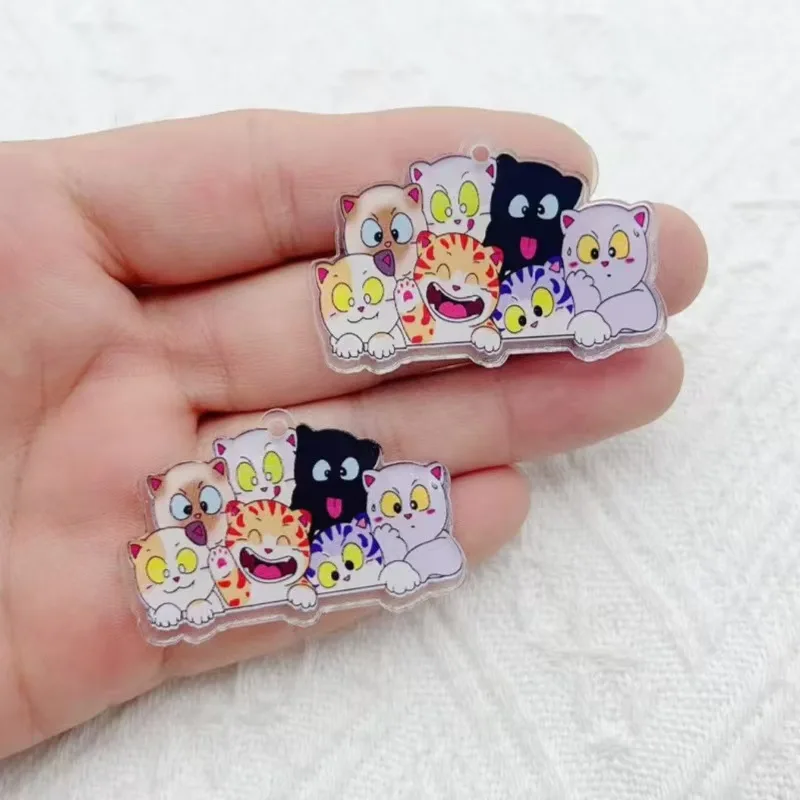 10pcs Cartoon Acrylic Kitten Jewelry Necklace Bracelet Earring Pendant Diy Jewelry Accessories Wholesale view 3