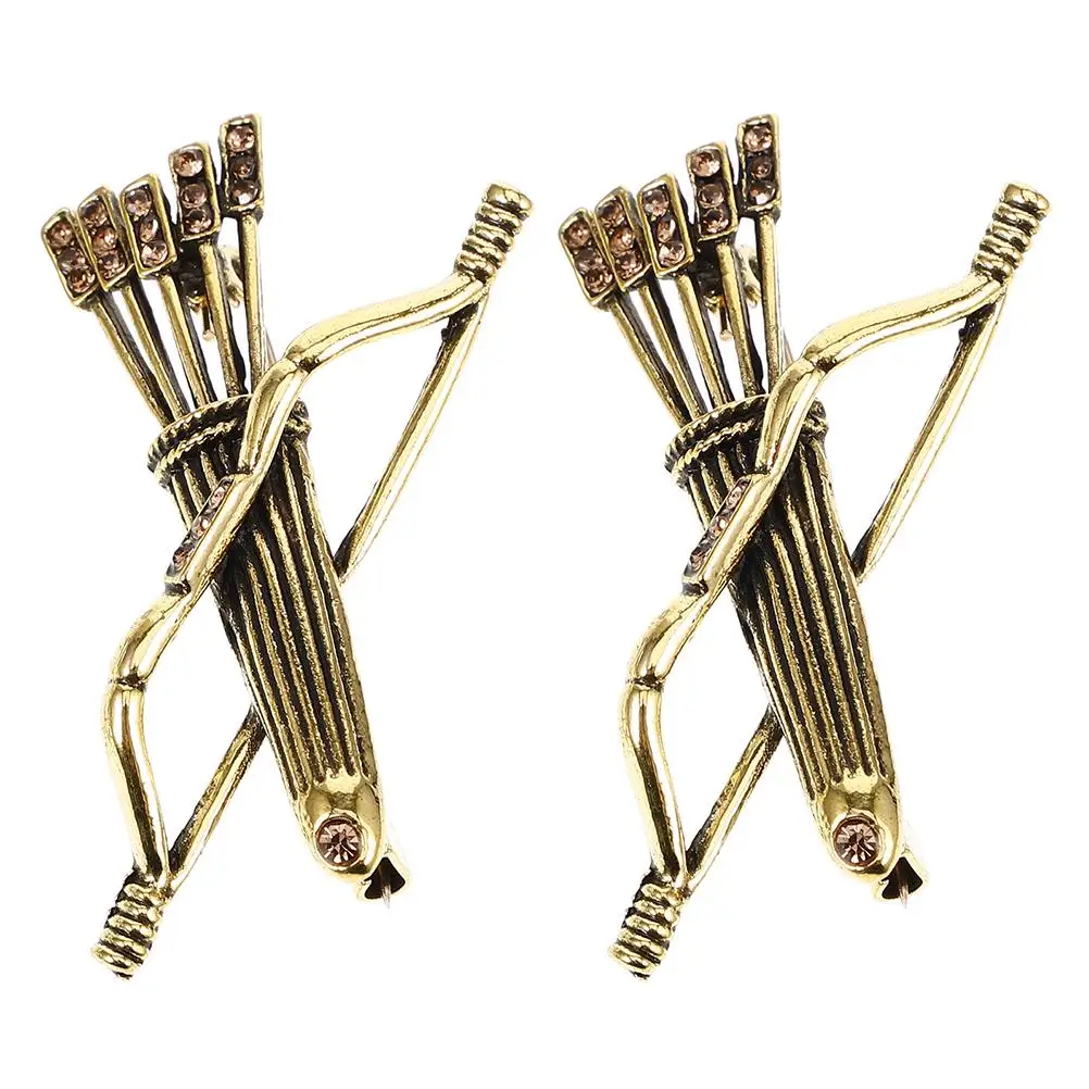 

2Pcs Bow Arrow Metal Badge Accessories Suit Lapel Flower Zinc Alloy Durable Unique Design Cloak Viking Brooch Collar Pin Lapel