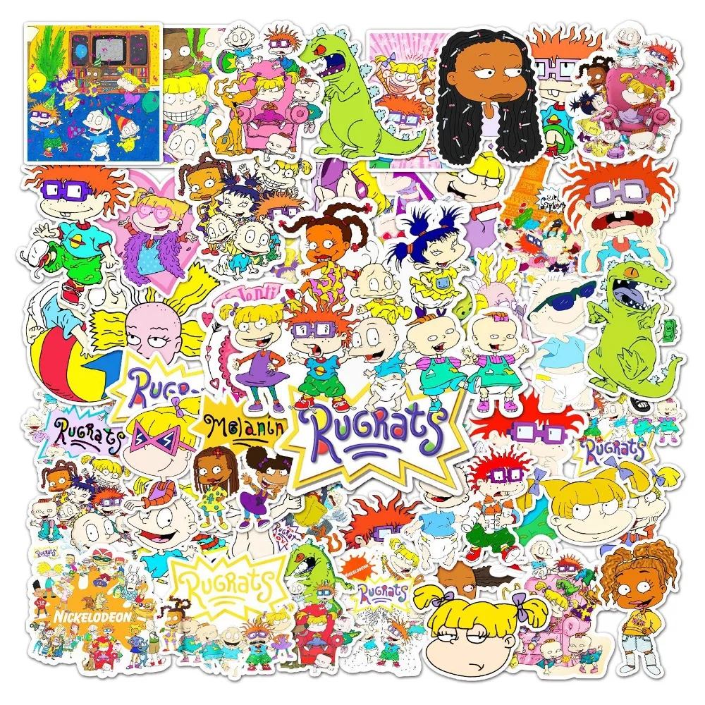 50 pegatinas de grafiti de los Rugrats de dibujos animados para maleta, portátil, ordenador, taza de agua, guitarra, decoración DIY, juguete clásico para niños