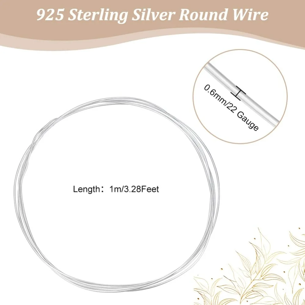 22 Gauge 0.6mm 925 Sterling Silver Wire 3 FT Round Craft Jewelry Wire for DIY Bracelets Earring Jewelry Making making kit