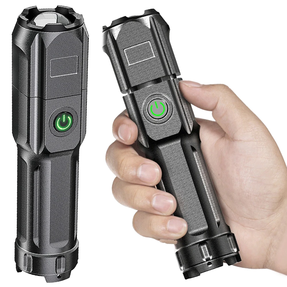 

Powerful LED Flashlight Anti-Slip Portable Camping Light Waterproof Super Bright Flashlight USB Charging for Outdoor Camping Use