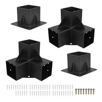4PCS Sturdy 4x4 Pergola Bracket Kit Inner 3.5x3.5 Rust-Proof Carbon Steel For Balconies Courtyards Parks Commercial Venues