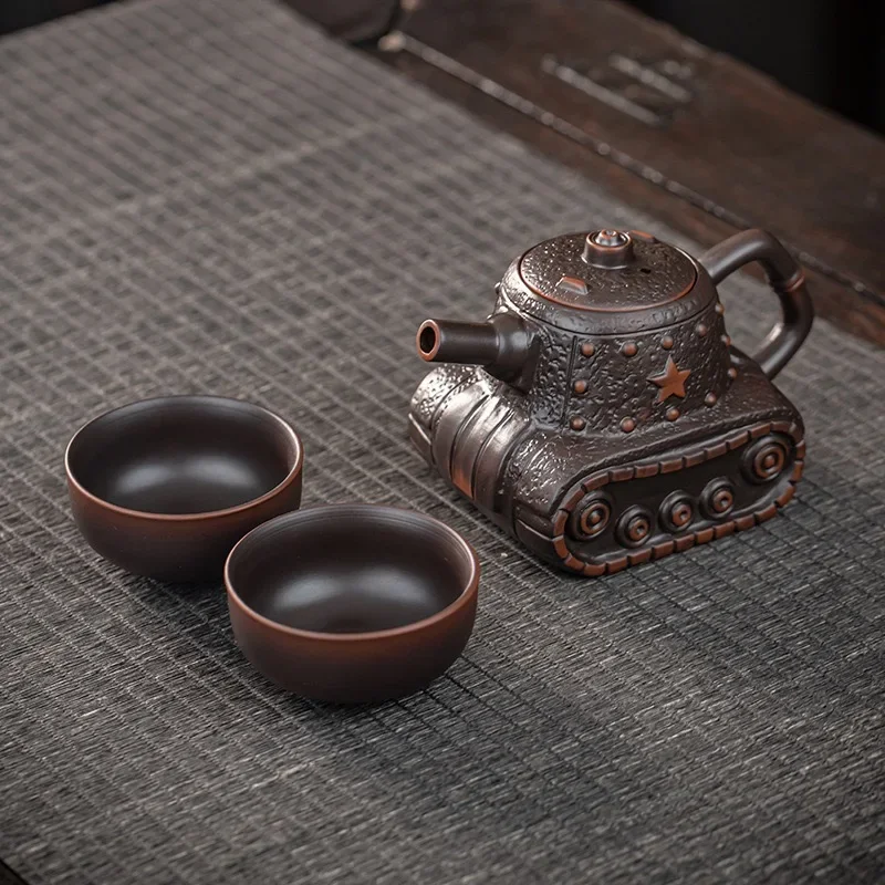 Creative Purple Pottery Teapot Vintage Tea Infuser Pot Tea Soaking Kettle with Strainer Dahongpao Tea Items Accessories Set Gift
