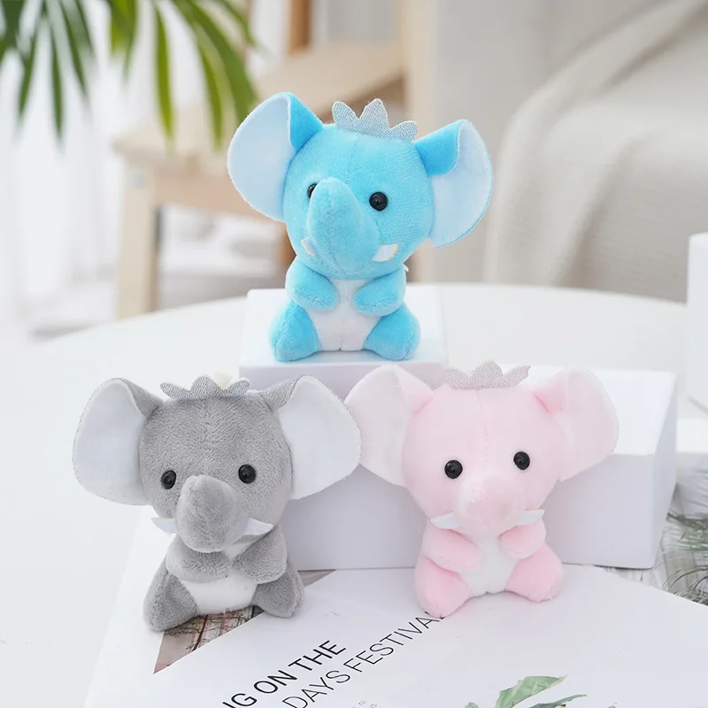 Mini Elephant Plush Toy Cartoon Animal Pendant Soft Stuffed Doll Elephant Keychain Backpack Car Bag Key Ring Decor Kid Gift