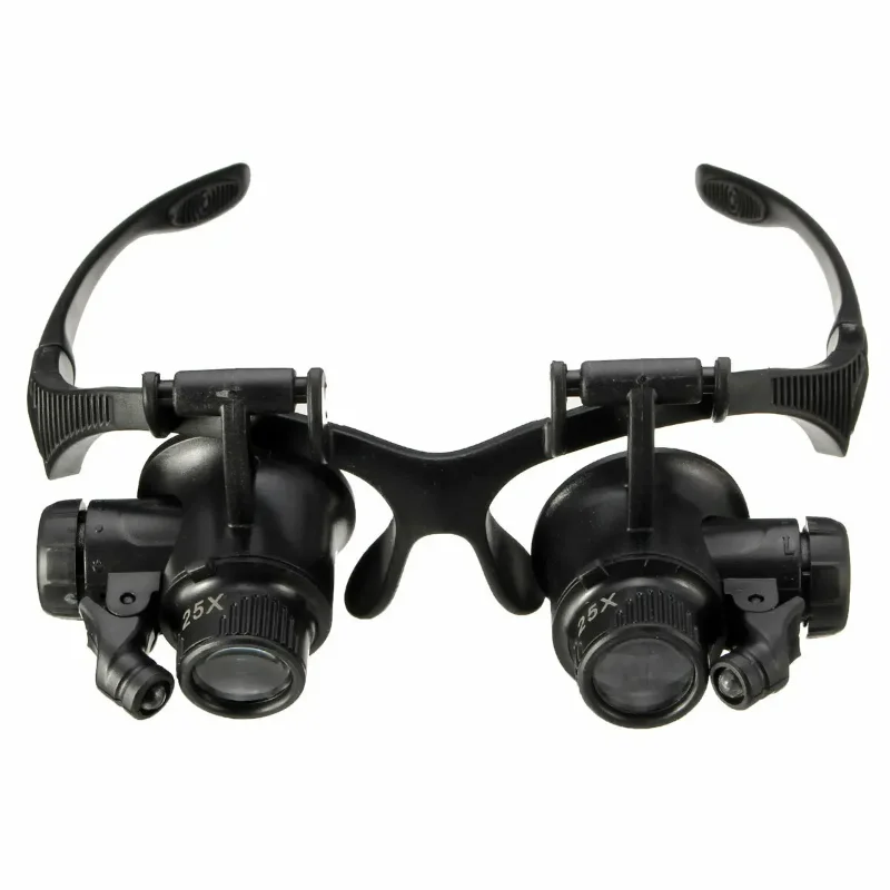 

Headband Light Glasses Magnifier 10X 15X 20X 25X Dual Eye Loupe Lens Watchmaker Jewelry Optical Lens Glass Magnifier