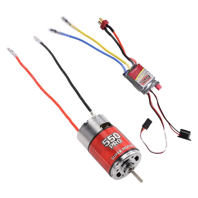 MACH-RC Brushed Motor, 550 High Torsion Low Noise Motor 12T-22500Rpm 3.17Mm D Daxis With 60A Brushed ESC For RC Car