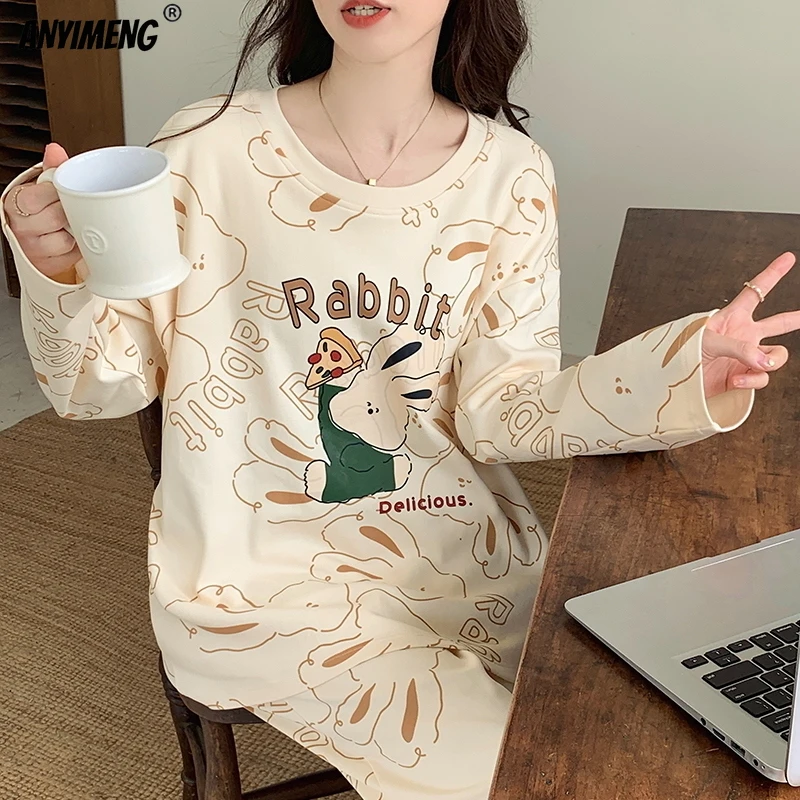 Korean Pajamas for Women Autumn Winter Ladies Pajama Sets Leisure Loungewear Sweet Lapel Pyjama Sleepwear Woman Home Suit