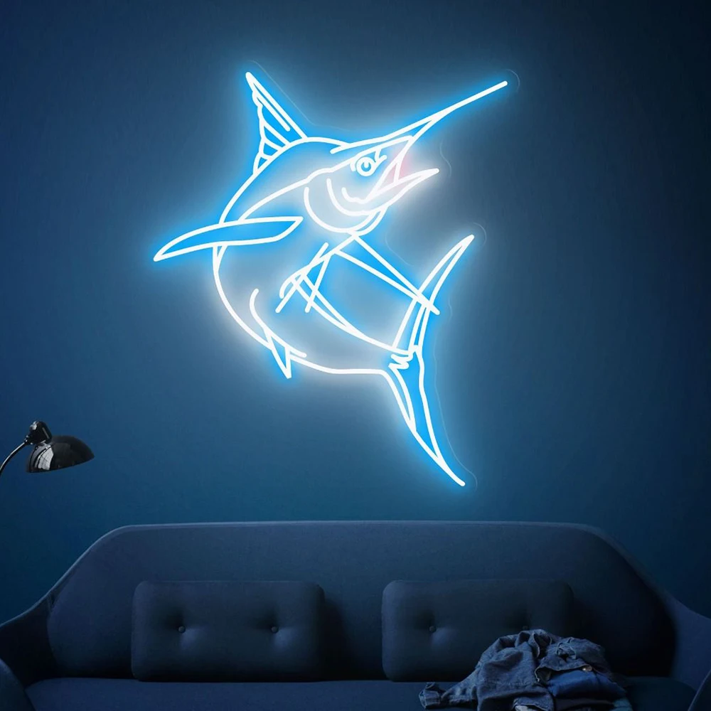 Blue Fish Neon Sign Living Room Wall Decor Home Bar Pub Room Led Neon Light Handmade Store Decoration Custom Neon Signs