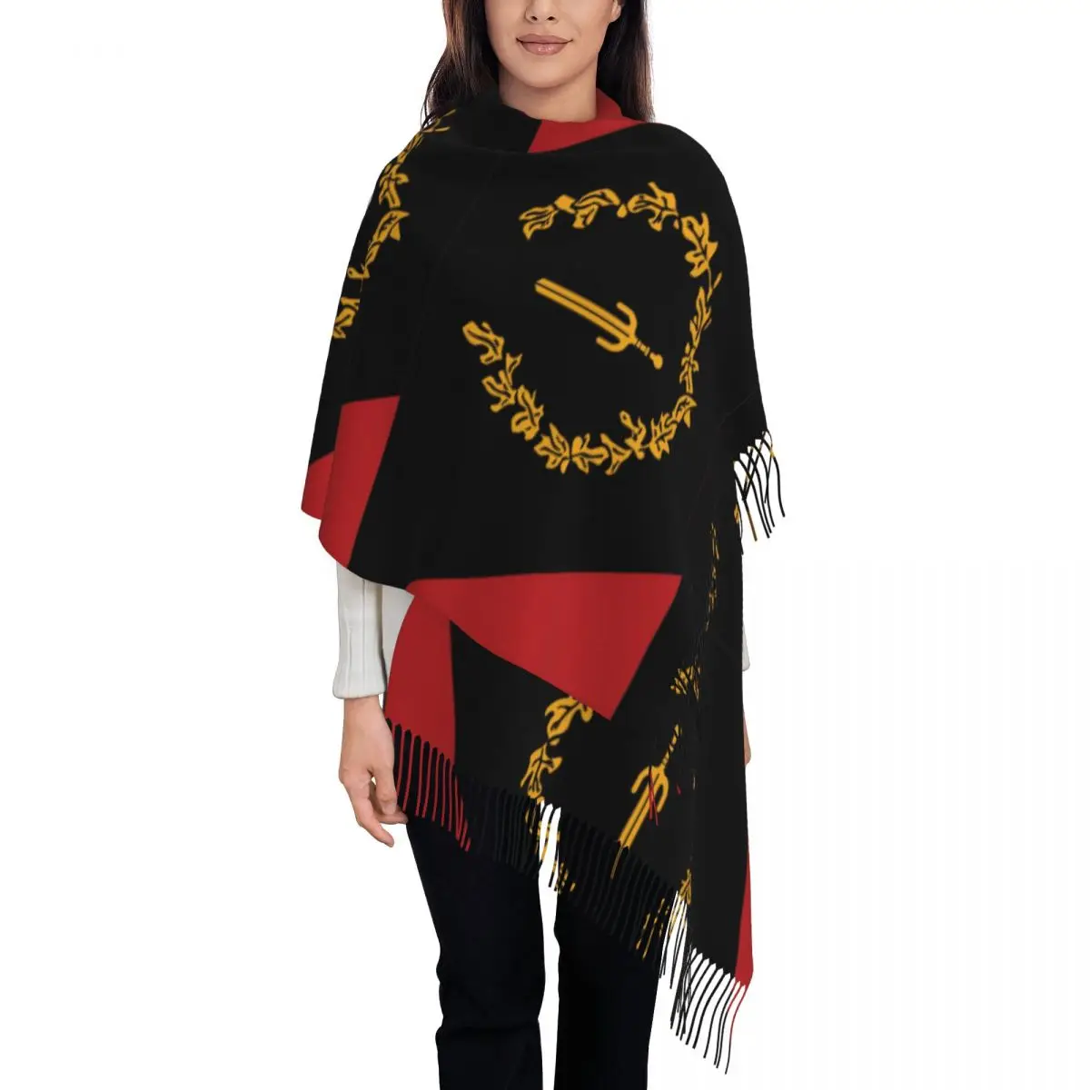 Black American Heritage Flag Women's Pashmina Shawl Wraps Fringe Scarf Long Large Scarf