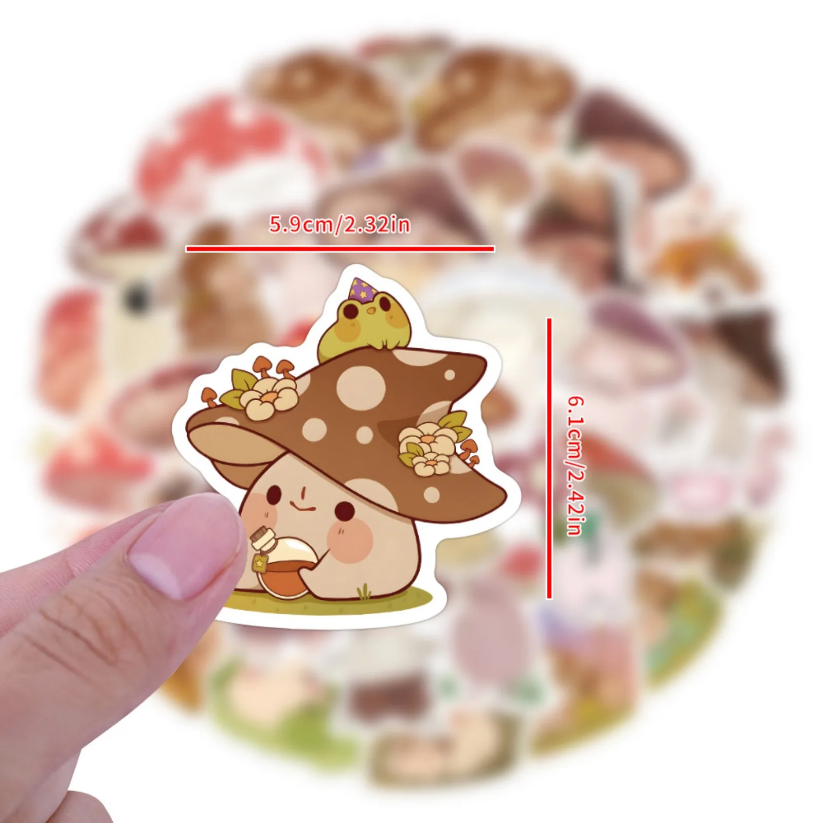 10/30/60pcs Cute Cartoon Mushroom Stickers for DIY Scrapbooking Phone Laptop Suitcase Guitar Car Skateboard Helmet