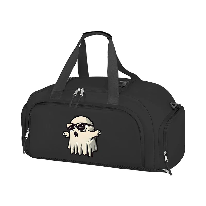 Cartoon Ghost Print Gym Travel Duffel Bag Backpack Large Capacity Sports Backpack Water Resistant Hand Crossbody Weekend Bag - view 3