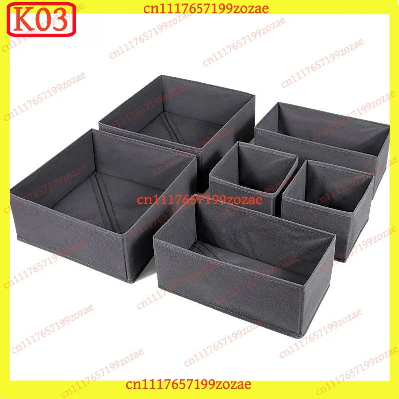 K03 Foldable Fabric Underwear Drawer Organizer 6 Grid Storage Divider for Bra Panties Socks Wardrobe Closet, Replacement Parts