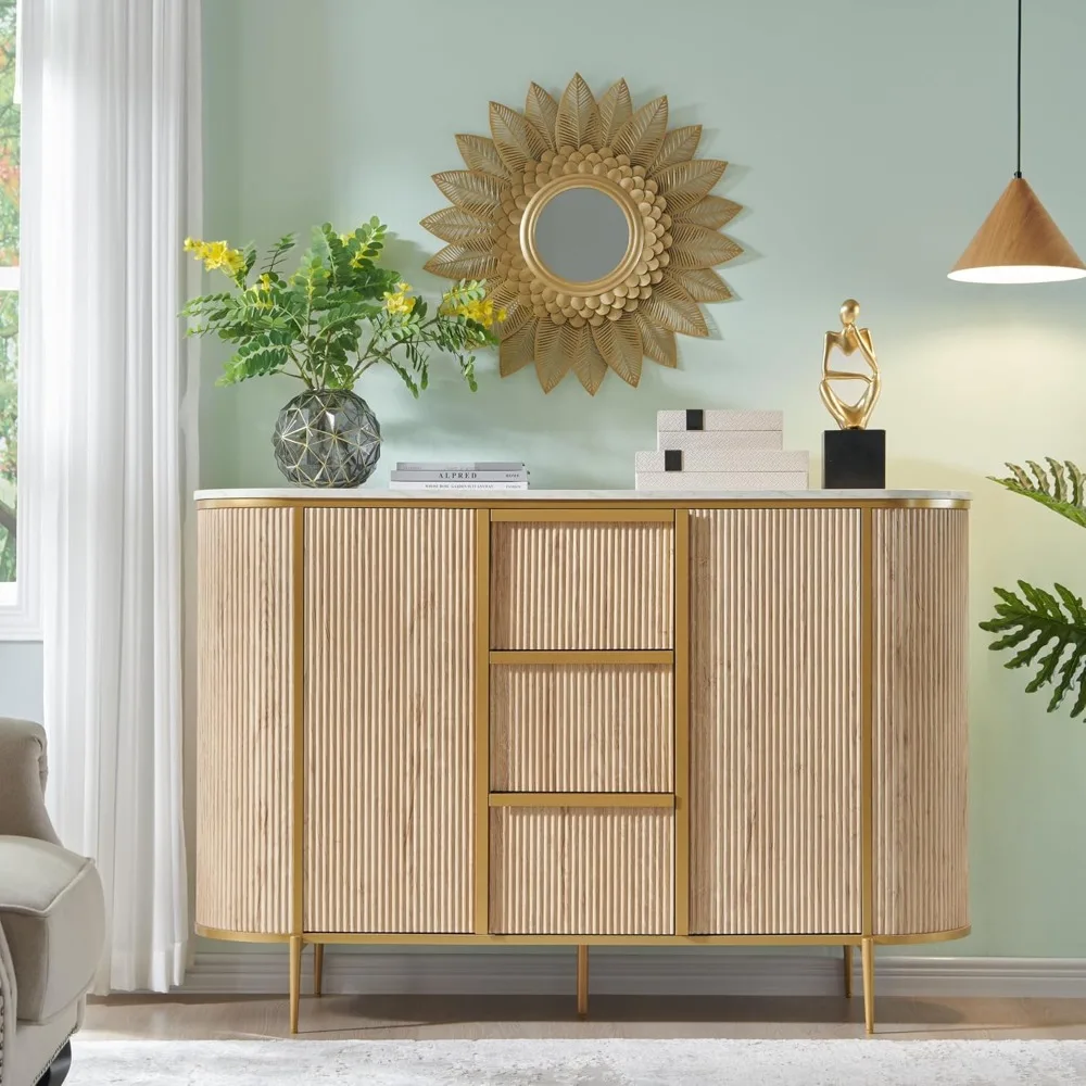 Modern Fluted Sideboard Console Table with Storage, 54