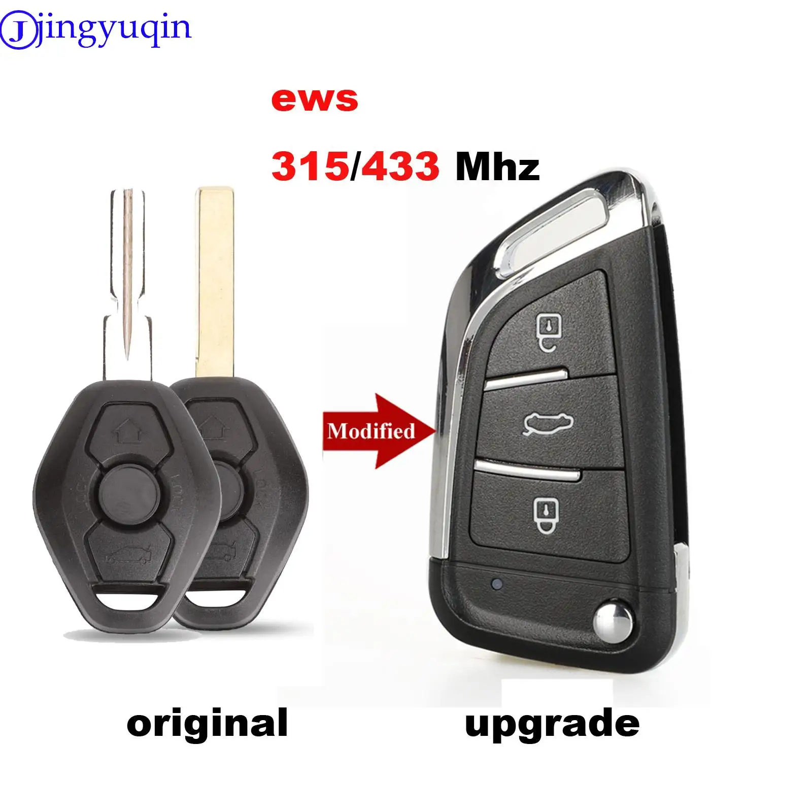 

jingyuqin Upgrade EWS ASK 315/433Mhz 7935 ID44 Remote Key For BMW EWS X3 X5 Z3 Z4 1/3/5/7 Series Keyless Entry Transmitter HU58