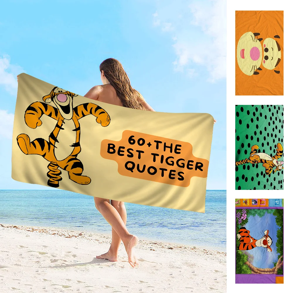 Tigger Cute Cartoon Towel Microfiber Beach Towel Absorbent Quick dry Soft Yoga Swimming Resort Mountain Climbing Towel