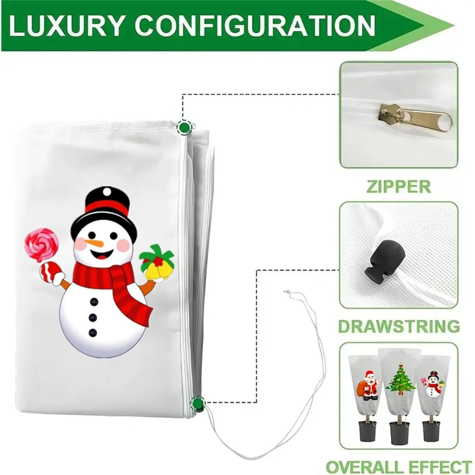 

Plant Covers Freeze Protection Christmas Theme Winter Plant Freeze Covers With Zipper Drawstring Buckle Breathable Non-woven