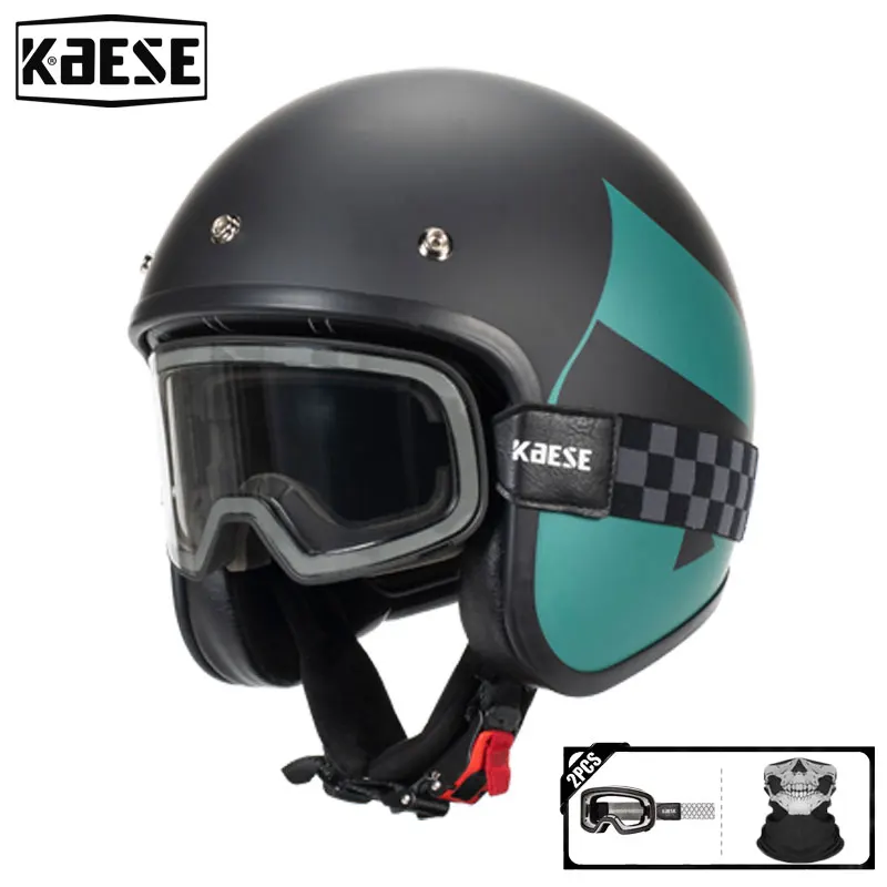 

DOT approved retro motorcycle helmet casco 3/4 open face helmet with Color Changing Motocros Goggle Capacete