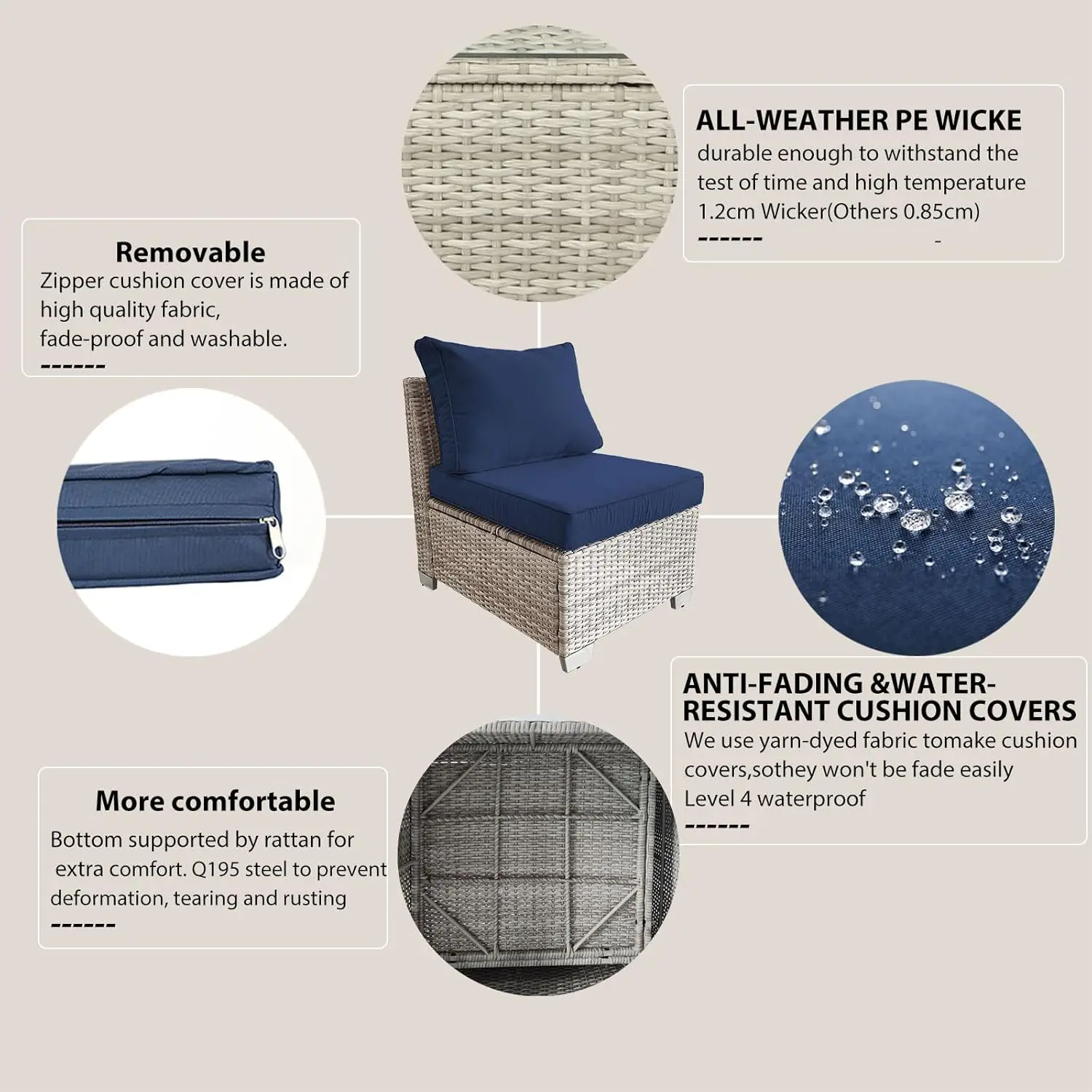 Set 5 Stück Outdoor Rattan Schnitt Veranda Möbel Korb weide Terrasse Gespräch Set Sitz Sofa mit Couch tisch