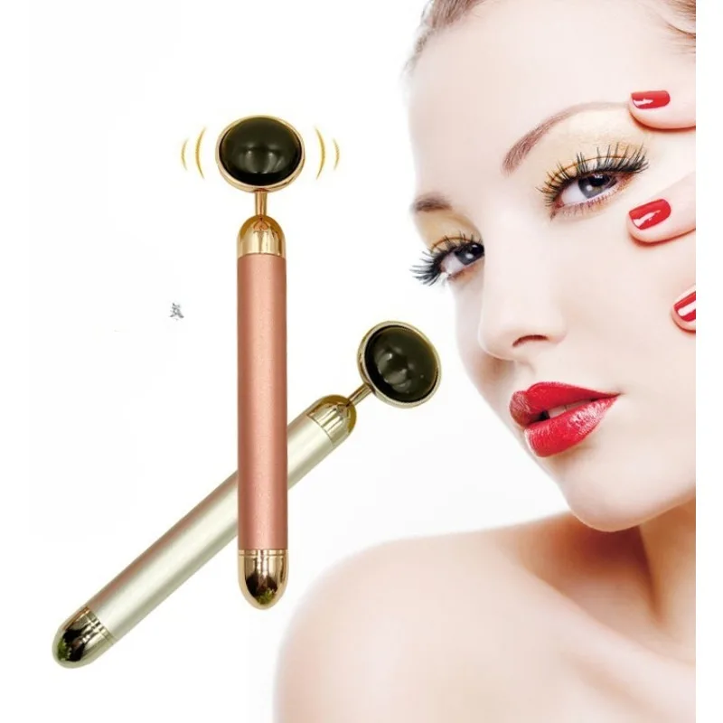 โรสควอตซ์ธรรมชาติ เครื่องนวดหน้าไฟฟ้า ลูกกลิ้งหยก บำรุงผิวหน้า นวดสั่นสะเทือน สำหรับใบหน้า คอ ลำตัว เครื่องมือเสริมความงาม ยกกระชับ ลดสัดส่วน