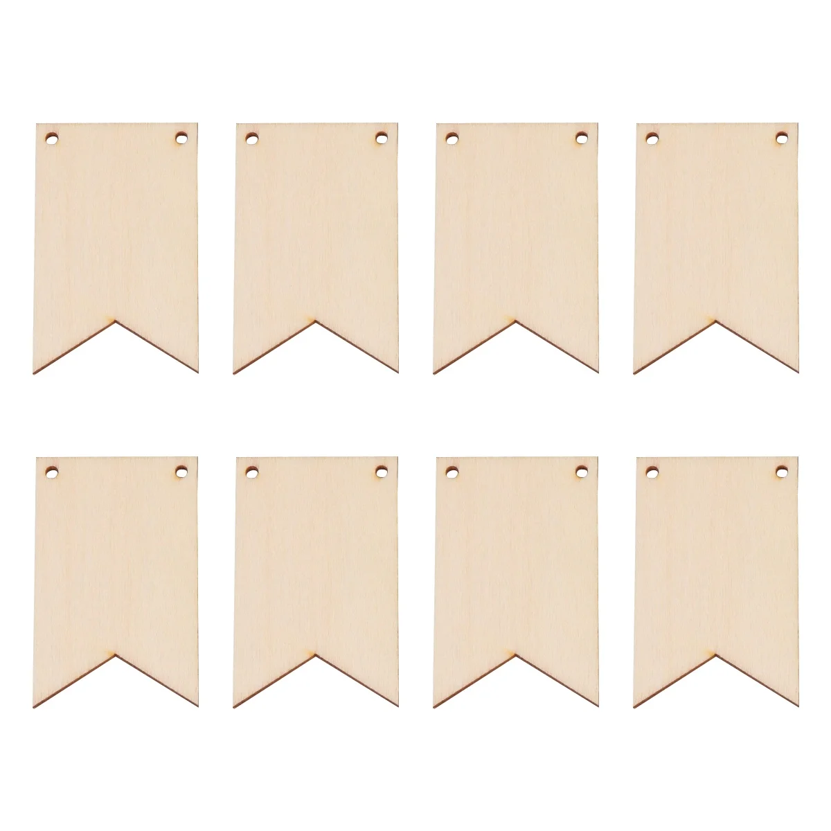 

100pcs Wooden Hanging Tags Square Pattern Diy Decor For Door Window Luggage Hangbag Party Favors Beige Handicraft Sewing