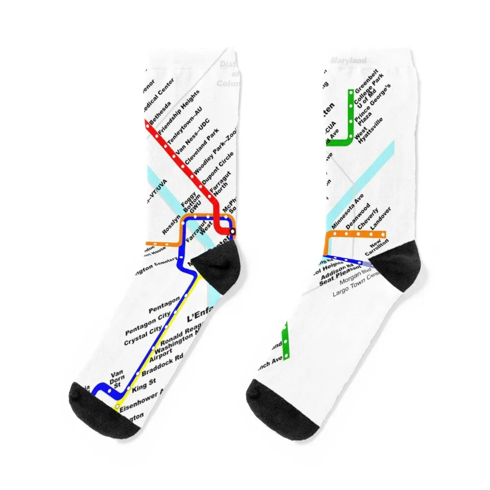 

Washington DC Metro Subway Map Socks sports stockings luxe cycling soccer anti-slip Designer Man Socks Women's