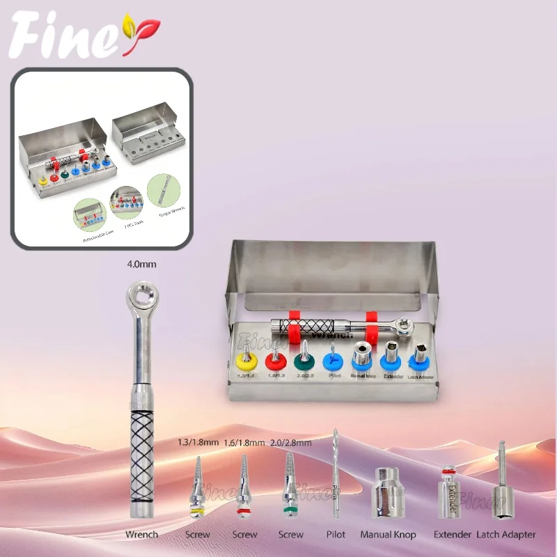 

Комплект для удаления зубных имплантатов Finer, драйвер расширителя костей, динамометрический ключ для удаления сломанного приспособления, ключ с храповым механизмом, набор для имплантации