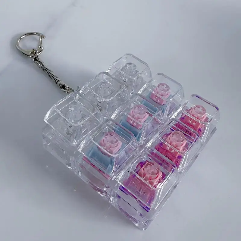 1/2/3/4/9 Key Keyboard Toys Crystal Keycap Keychain Stress Relief Fingertip Gadget Decompression Toys Clicker Toy