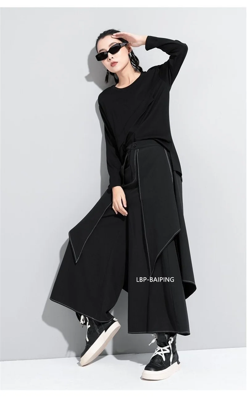 New 2026 Style Extra Layers Design Woman Pants Black Loose All-match Wide Legs Pants Casual Streetwear Hurajuku Trousers Ladies