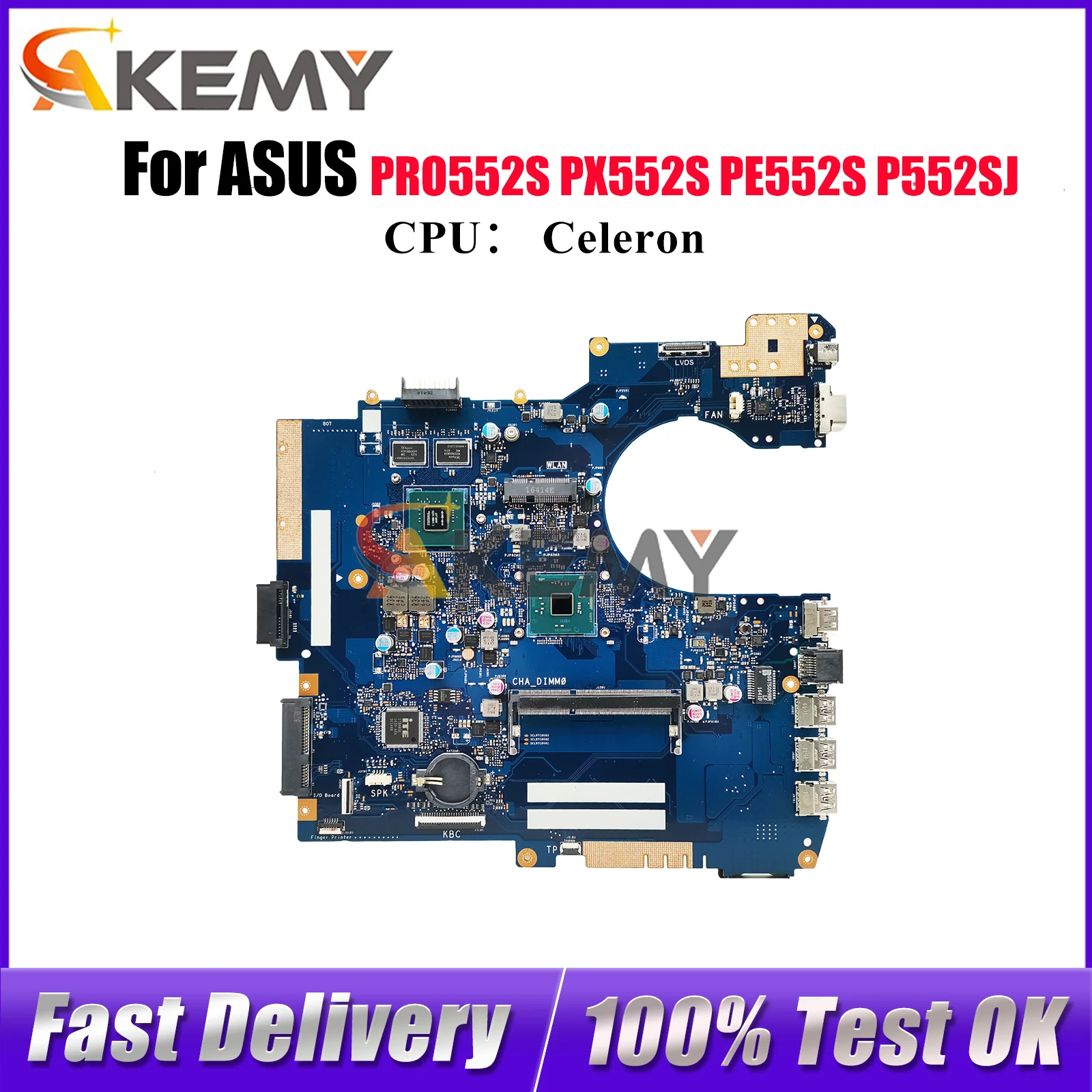 

P552SJ Laptop Motherboard For ASUS ProArt PX552S PRO552S P552S PE552S P552SJ Notebook Mainboard With Celeron CPU 105% tests OK