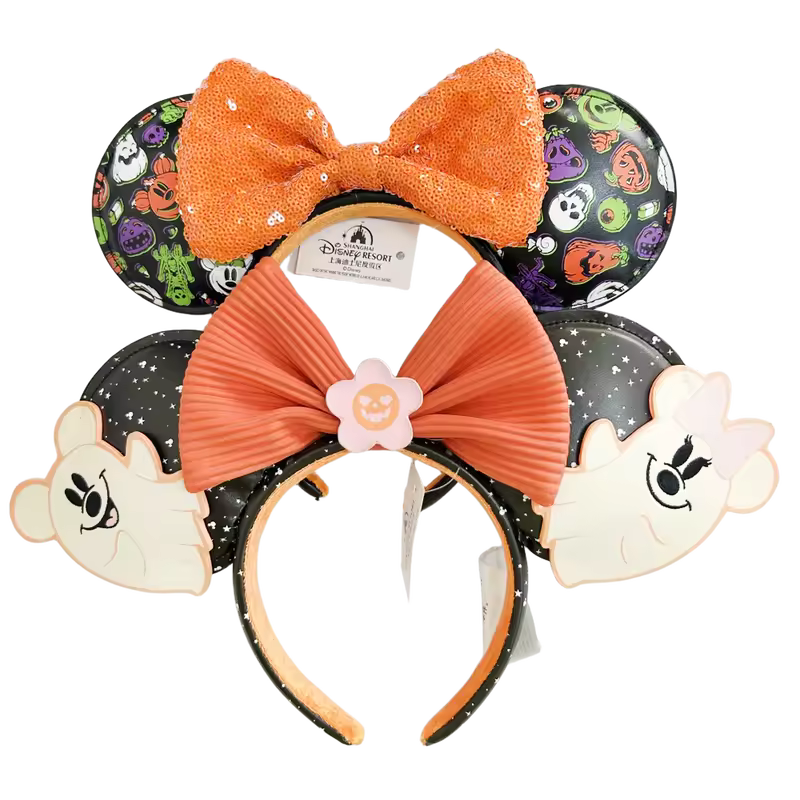 2026 Mickey Mouse Ears Headband 2025 Cinderella Rapunzel Princess Bow Minnie Ear Headwear for Adult Kids Holiday Hairband - Image 13