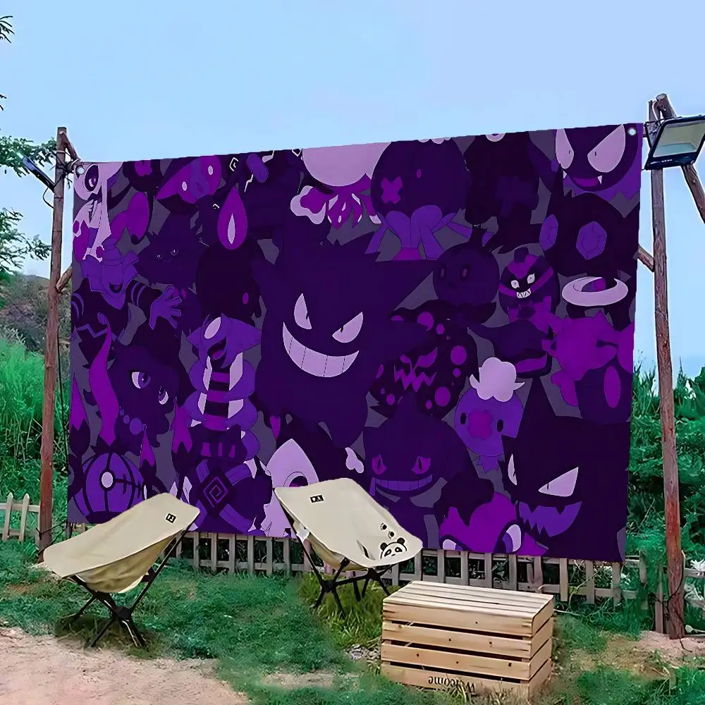Anime Cute G-Gengars Creative Pattern Hanging Flag Polyester Printed Banner Hand Pulled Flag