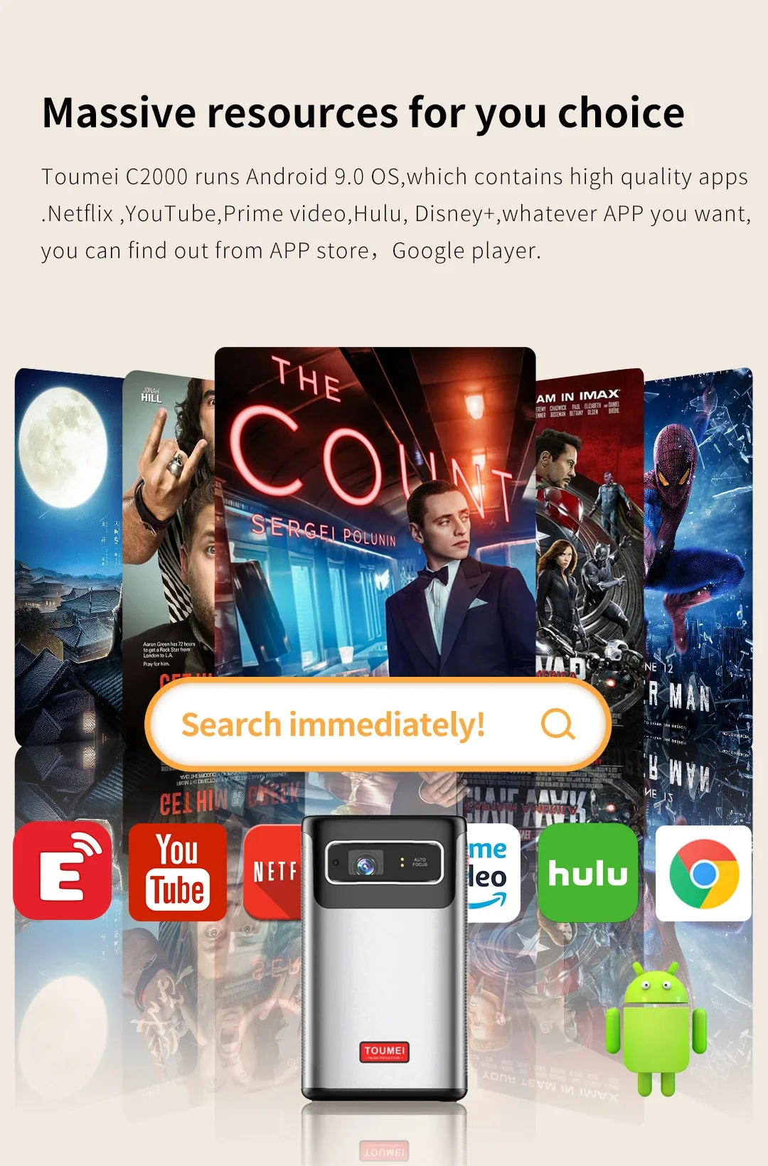 2026 YUNDOO أحدث 4K ثلاثية الأبعاد أندرويد الذكية واي فاي بيكو جيب صغير محمول LED DLP العارض المسرح المنزلي للهواتف الذكية اللوحية الكمبيوتر #5