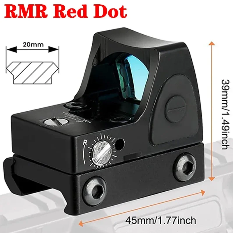 Mini RMR Red Dot Sight Adjustable Glock Hunting Optical Sight for Hunting AR15 M4 Optics Airsoft / Hunting Rifle Full Coating