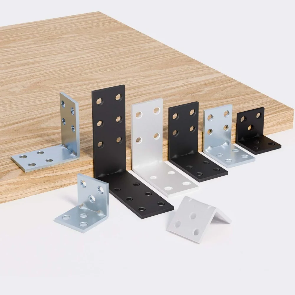 2Pcs 90 Degree L Shaped Corner Code Laminated Furniture Plate Hardware Right Angle Bracket Cabinets Connectors Bracket Tools