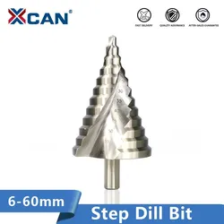 Xcan Step Boor Bit 1Pc 6-60Mm Spiraalvormige Groef Hss Stalen Gatsnijder Voor Houten Metalen Boorgereedschap Stap Kegel Boor