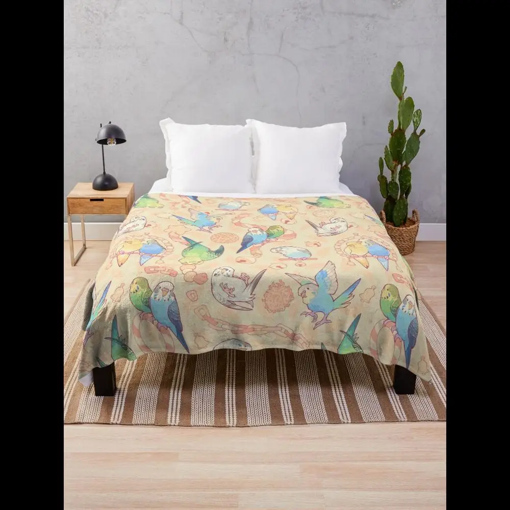 Budgie Bunch Orange Cupcake Flavored Throw Blanket Soft Plush Fleece for Cozy Comfort Home Decor Living Room Sofa Bed Throw