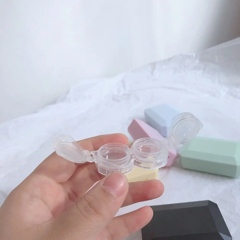 Cute Portable Contact Lenses Box Mini Solid Colored Contact Lens Case with Mirror Storage Box Eye Care Kit