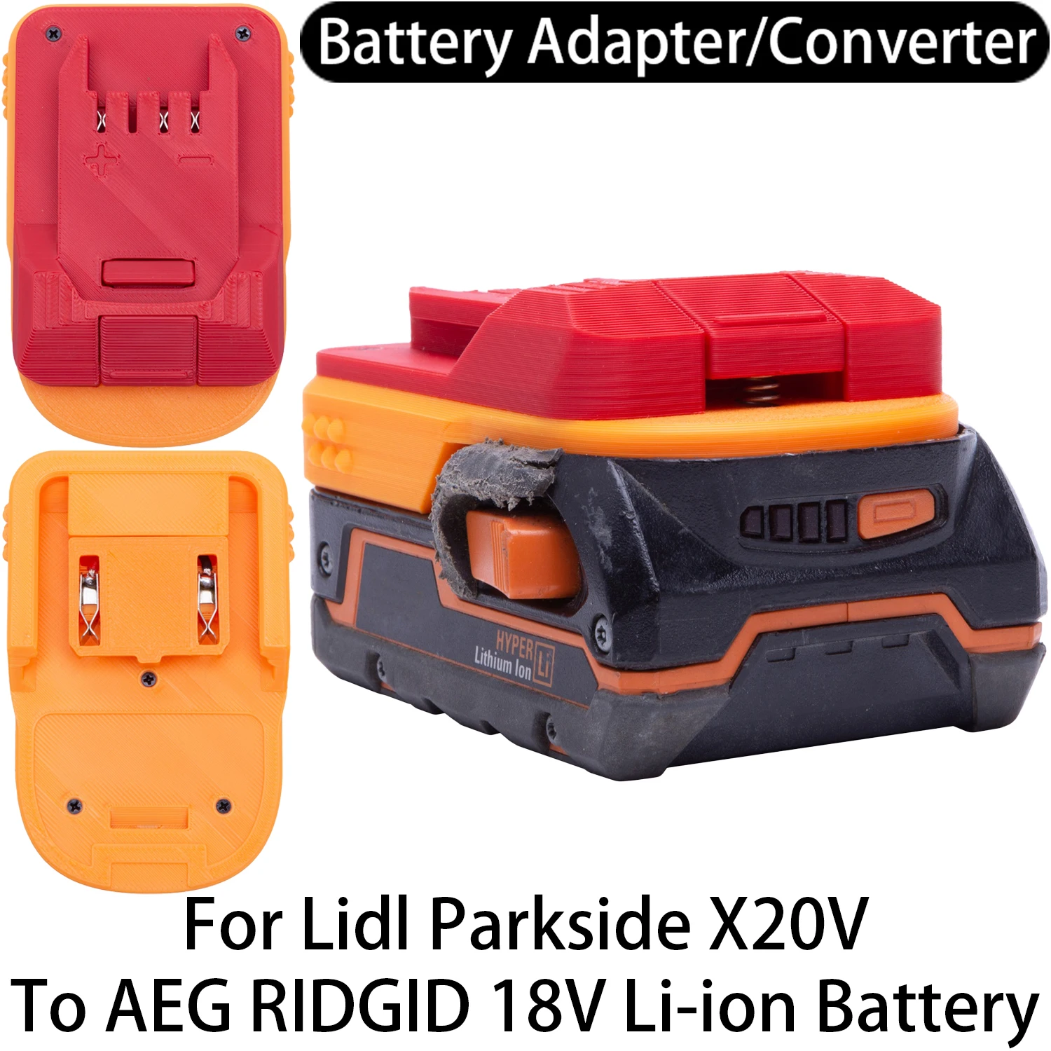 Adaptador/Conversor para Ferramentas Lidl Parkside X20V Li-ion para Bateria AEG RIDGID 18V Li-ion - Acessório para Ferramentas Elétricas
