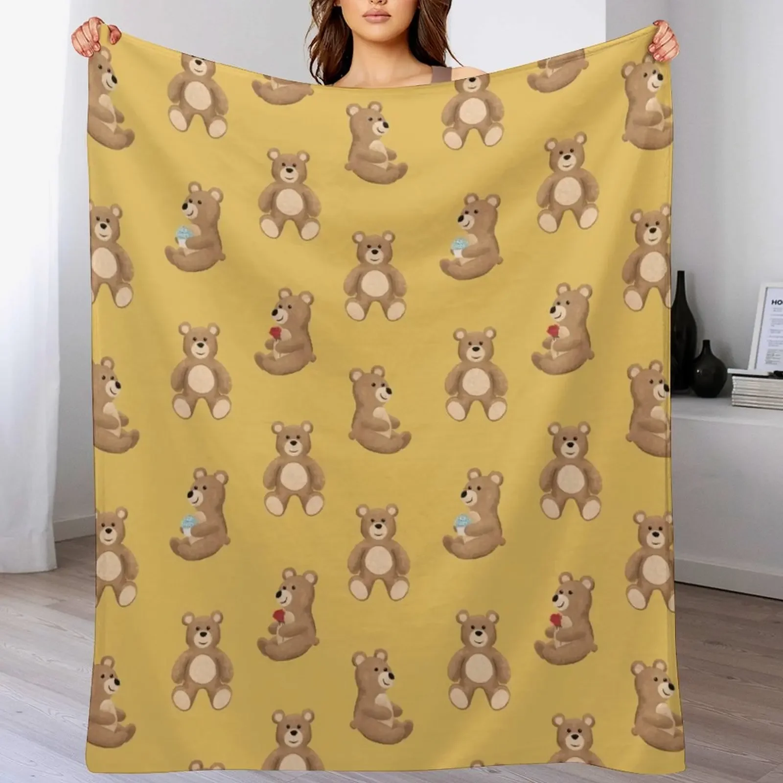 

Honey Bear Throw Blanket Hairy Designers Single Quilt Blankets