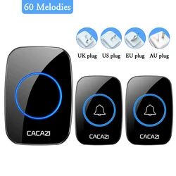 CACAZI Waterproof Wireless Doorbell 0~110DB 300M Range LED Night Light Home Call bell US EU UK Plug or Batteries（A10AC or A10DC）