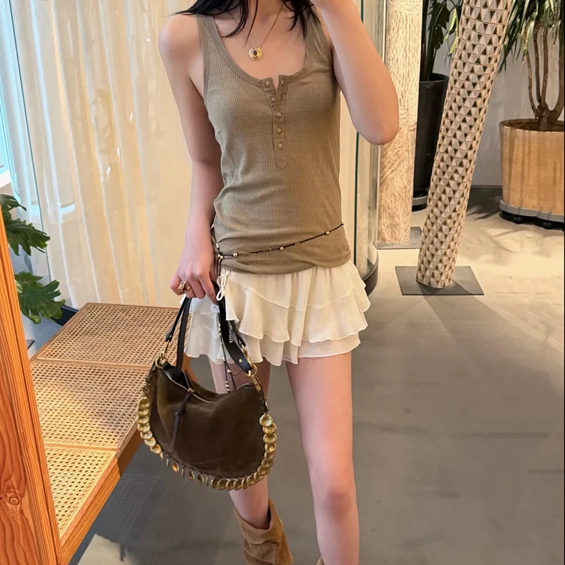 Luxury Casual Single Shoulder Armpit Sling Bag Open Stylish New Vintage Metallic Flow Decor Deerskin Suede Scrub Tote