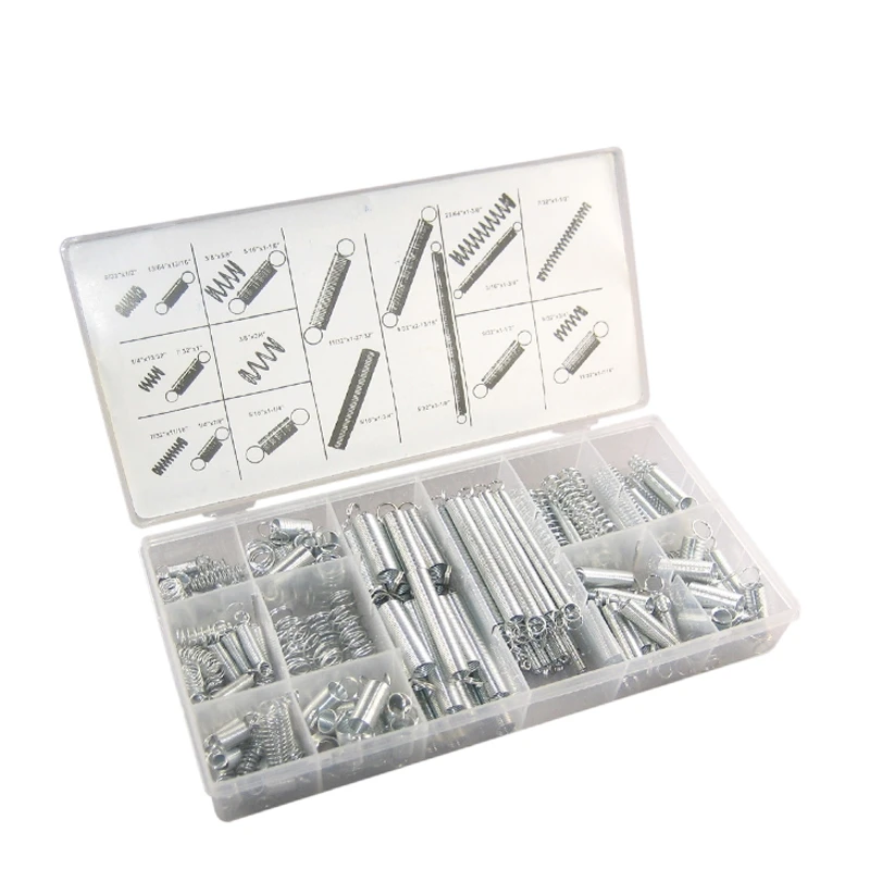 200pcs With Storage Box Accessories Extension And Compression Coil Portable Hardware Tool Spring Set Metal Steel Assorted