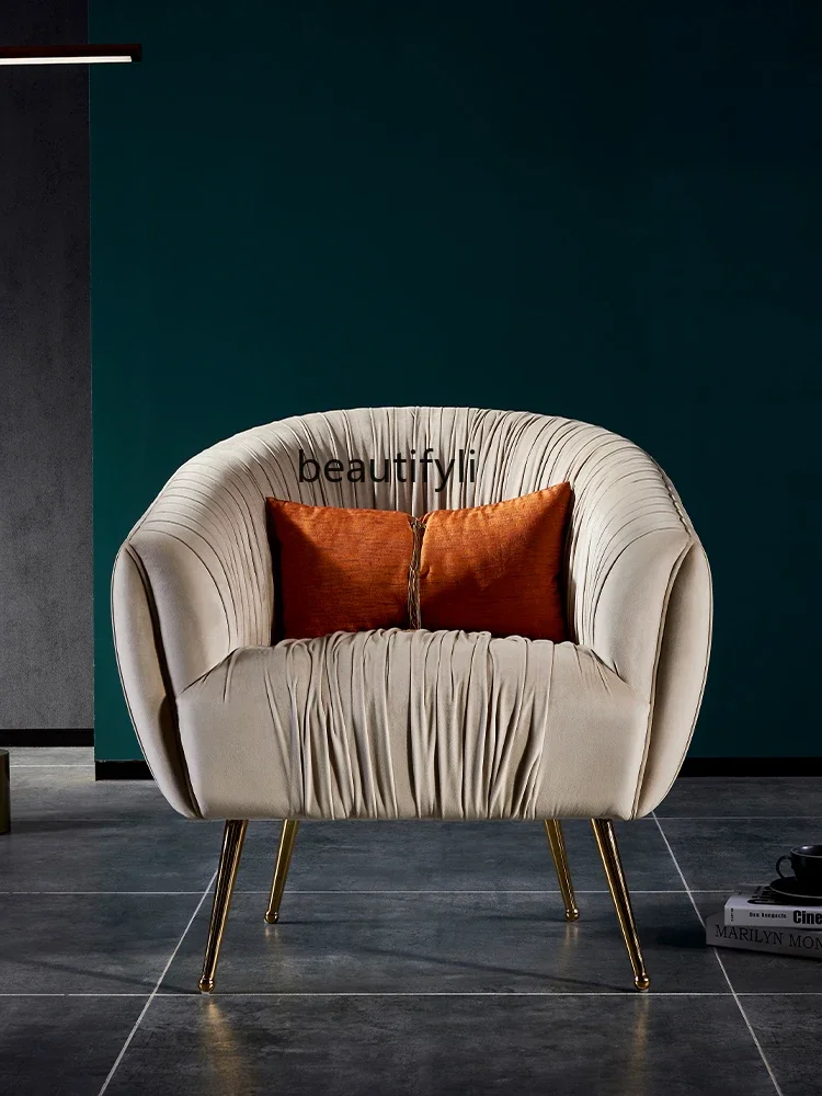 

Italian Sofa Chair Fabric Stainless Steel Minimalist Leisure Chair Modern Armchair