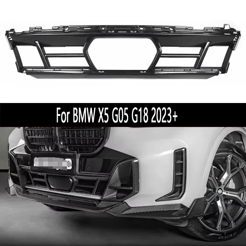 

For BMW X5 G05 G18 2023+ Dry Carbon Fiber Racing Grills Front Bumper Air Vent Cover Trim Foglamp Mesh Grill Frame body kit