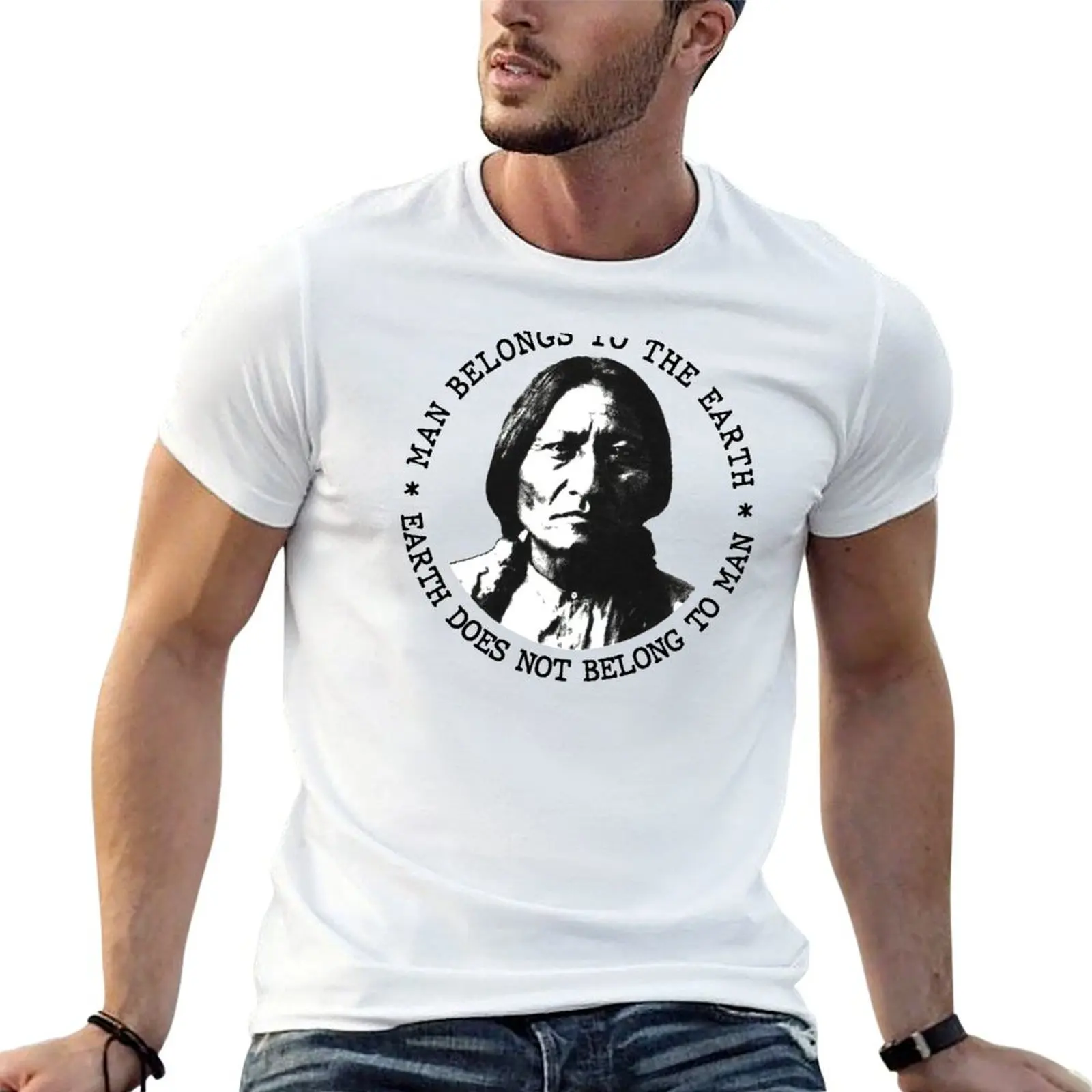 T-shirt Man Belongs To The Earth, t-shirt de couleur unie, grande taille
