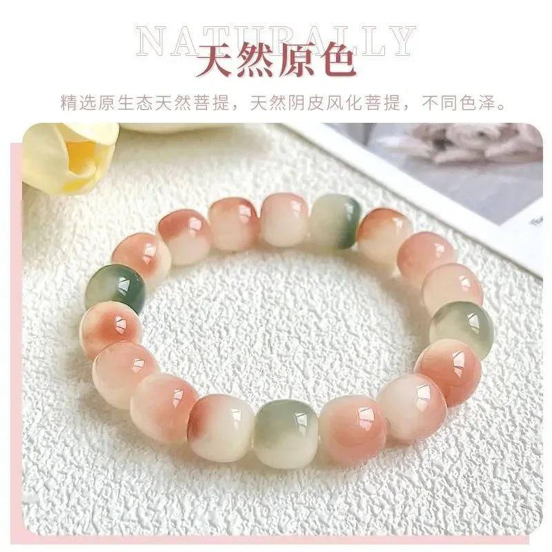 Kawaii Cute Girl's gifts Natural Bodhi Hand String Authentic Round Barrel 18 Seed Buddha Beads Bracelet Plate Playing Jewelry