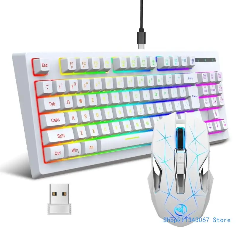 2.4G Wireless Keyboards Mouse with Lighting for Computer Workstations Drop shipping