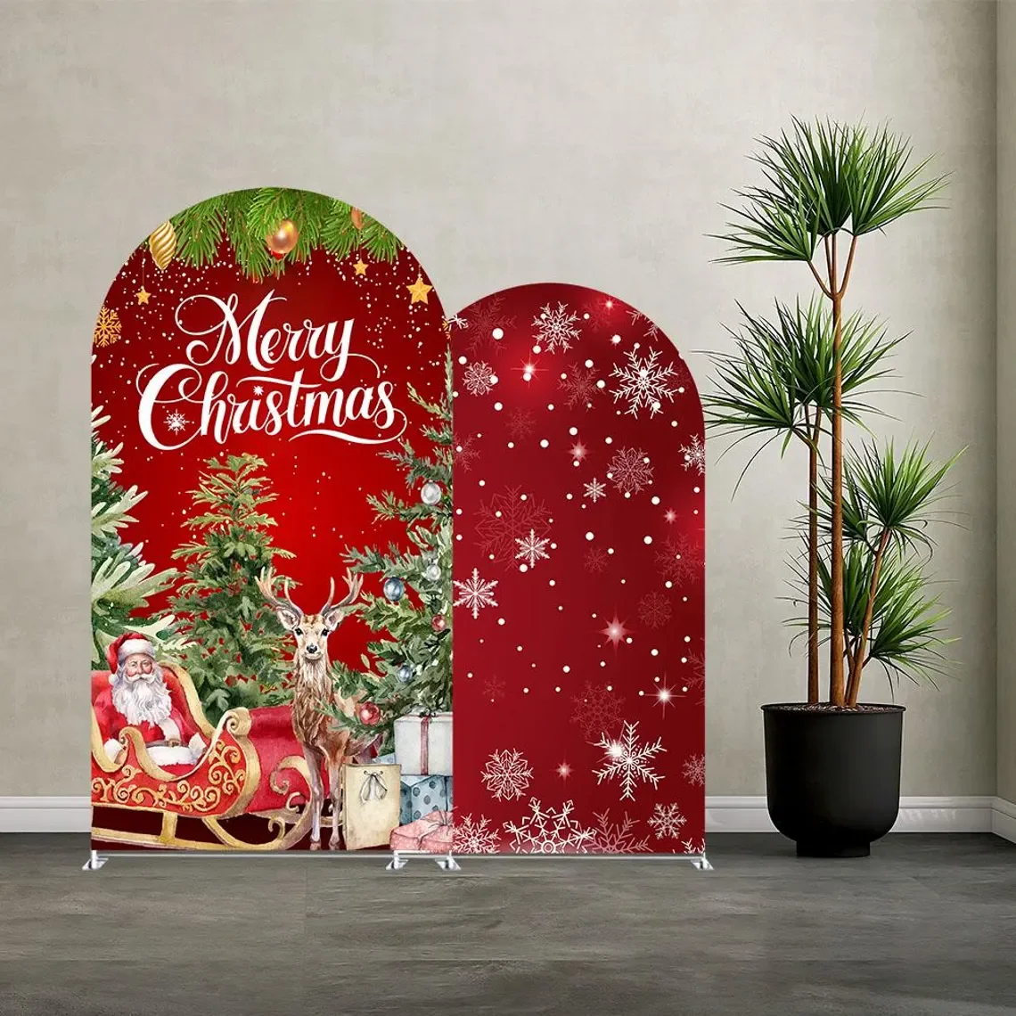 Merry Christmas Custom 2-Sided Arch Backdrop Photography Cover Festival Party Kids Adult Family Photo Background Studio