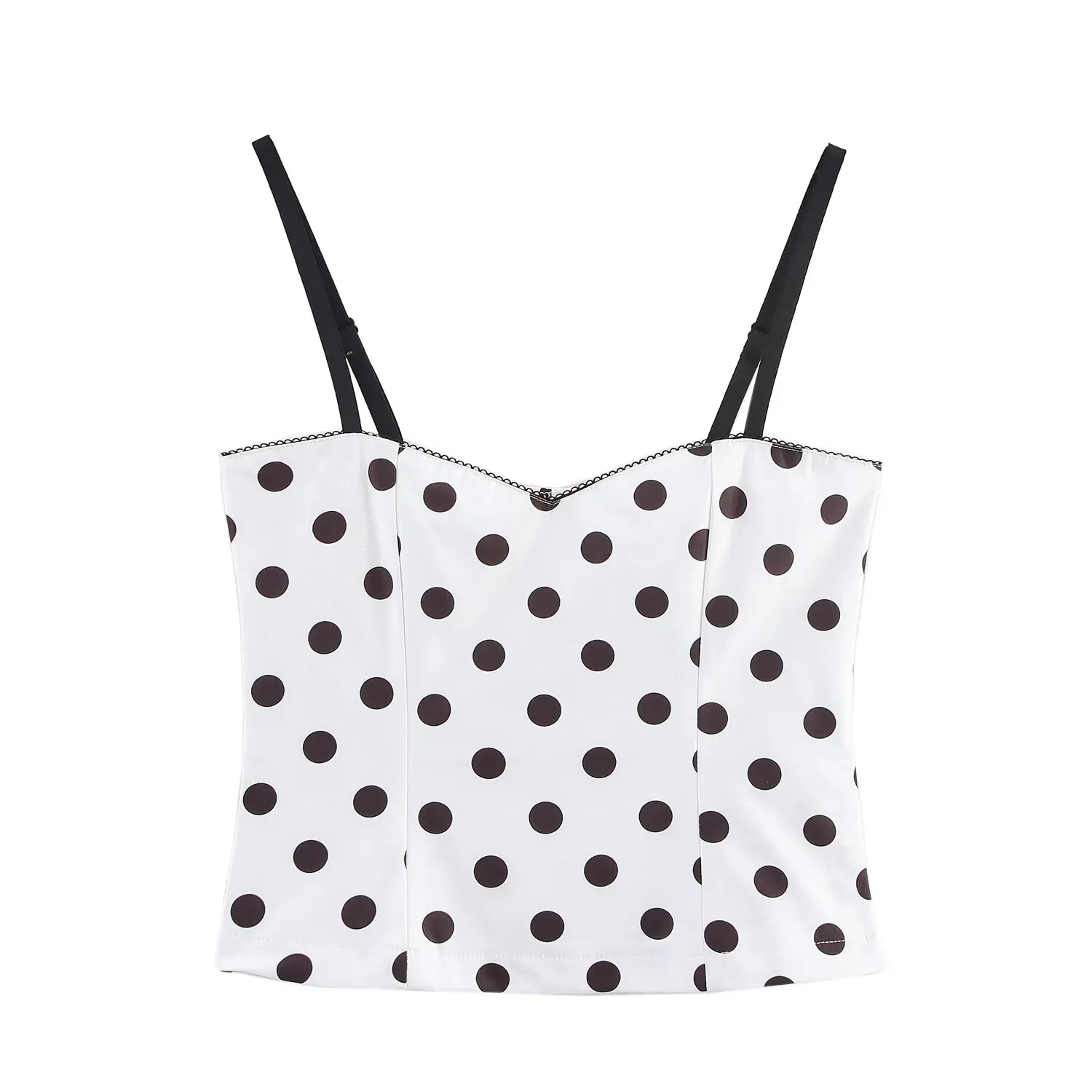 

2025 summer new women's casual fashion simple polka dot print tight comfortable corset short top